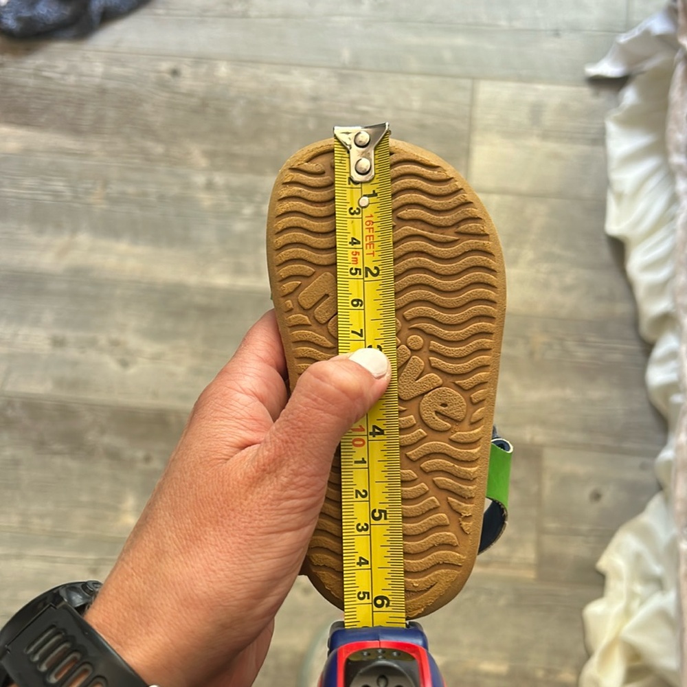 native “Charley” Velcro sandals in grasshopper green and white